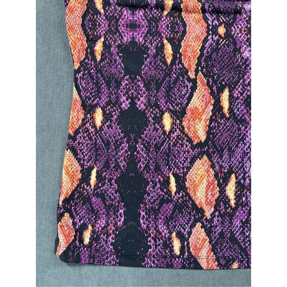 Calvin Klein Womens Sleeveless Cowl Neck Top Snake Print L‎ Purple Orange Work - Picture 2 of 8